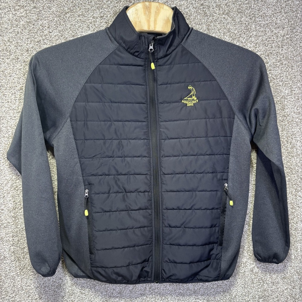Ahead Jacket Mens Medium Black Gray Quilted Full Zip Pinehurst Golf Putterboy